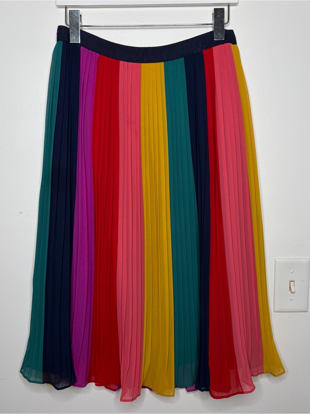J. Crew Rainbow Pleated Midi Skirt
